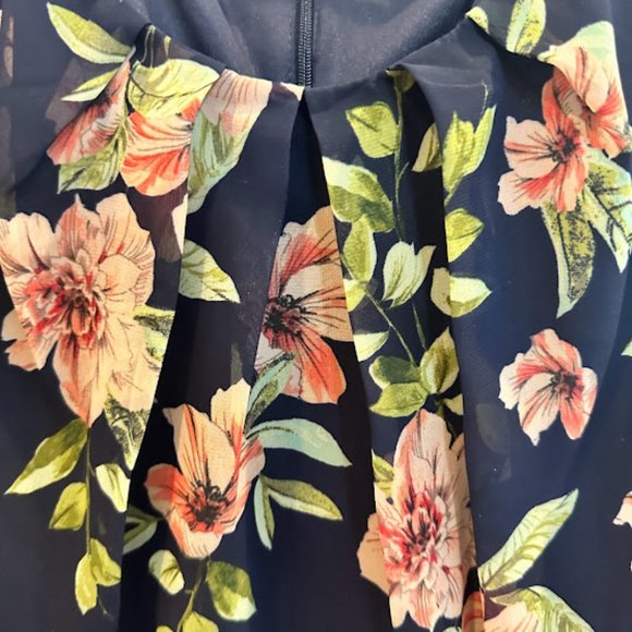 Jessica Howard midi-dress navy with pink florals plus 24W - Picture 3 of 3